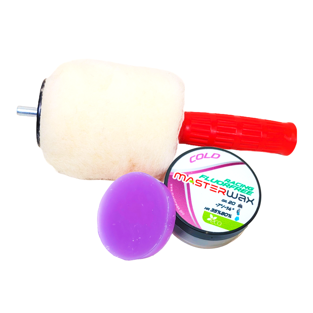 A product picture of the MasterWax RACING FLUORFREE Wool-Apply Entry Kit