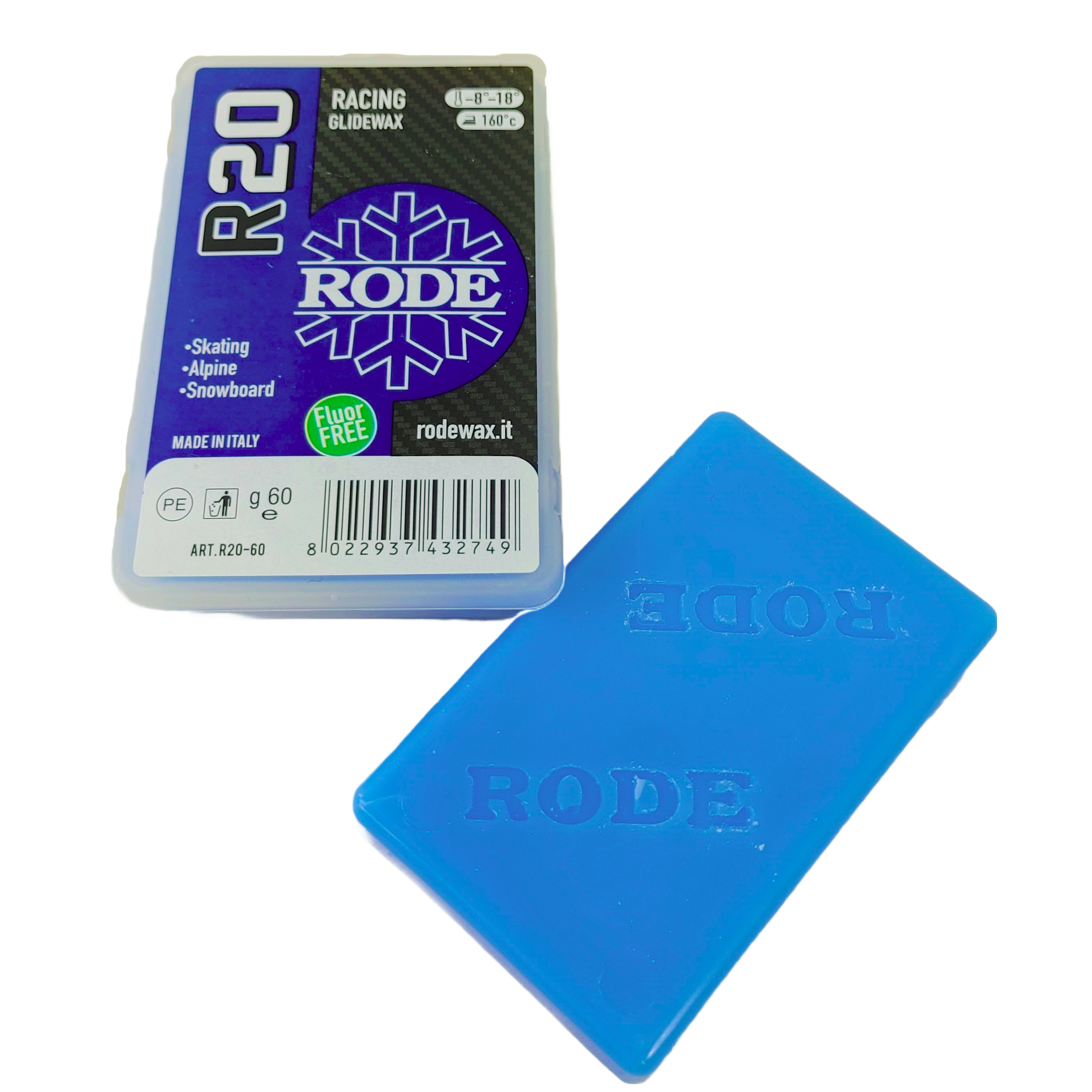A product picture of the Rode R20 RACING GLIDER BLUE MELT WAX (-8C/-18C)