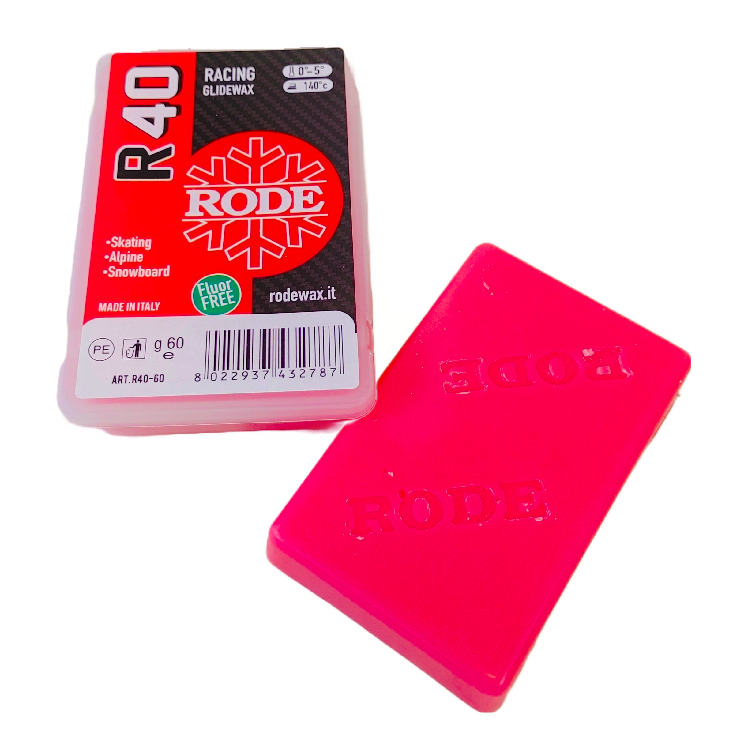 A product picture of the Rode R40 RACING GLIDER RED MELT WAX (0C/-5C)