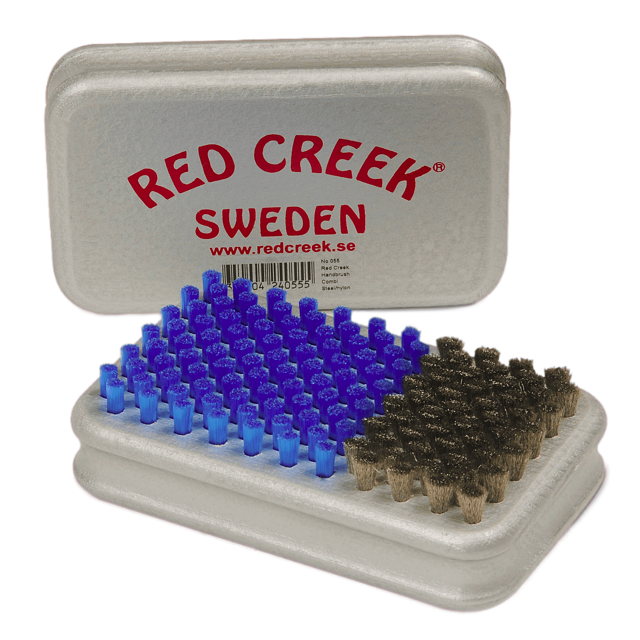A product picture of the Red Creek Ultrafine Steel/Blue Nylon Combi Hand Brush