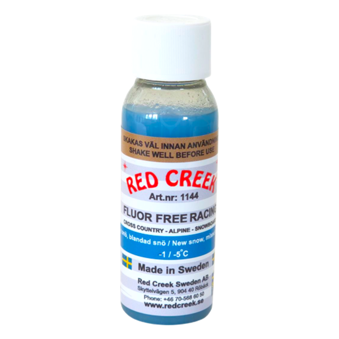 A product picture of the Red Creek Fluoro-Free Blue 'Old Fashion' New Snow Liquid Glide Wax (1C/-5C) | 90ml