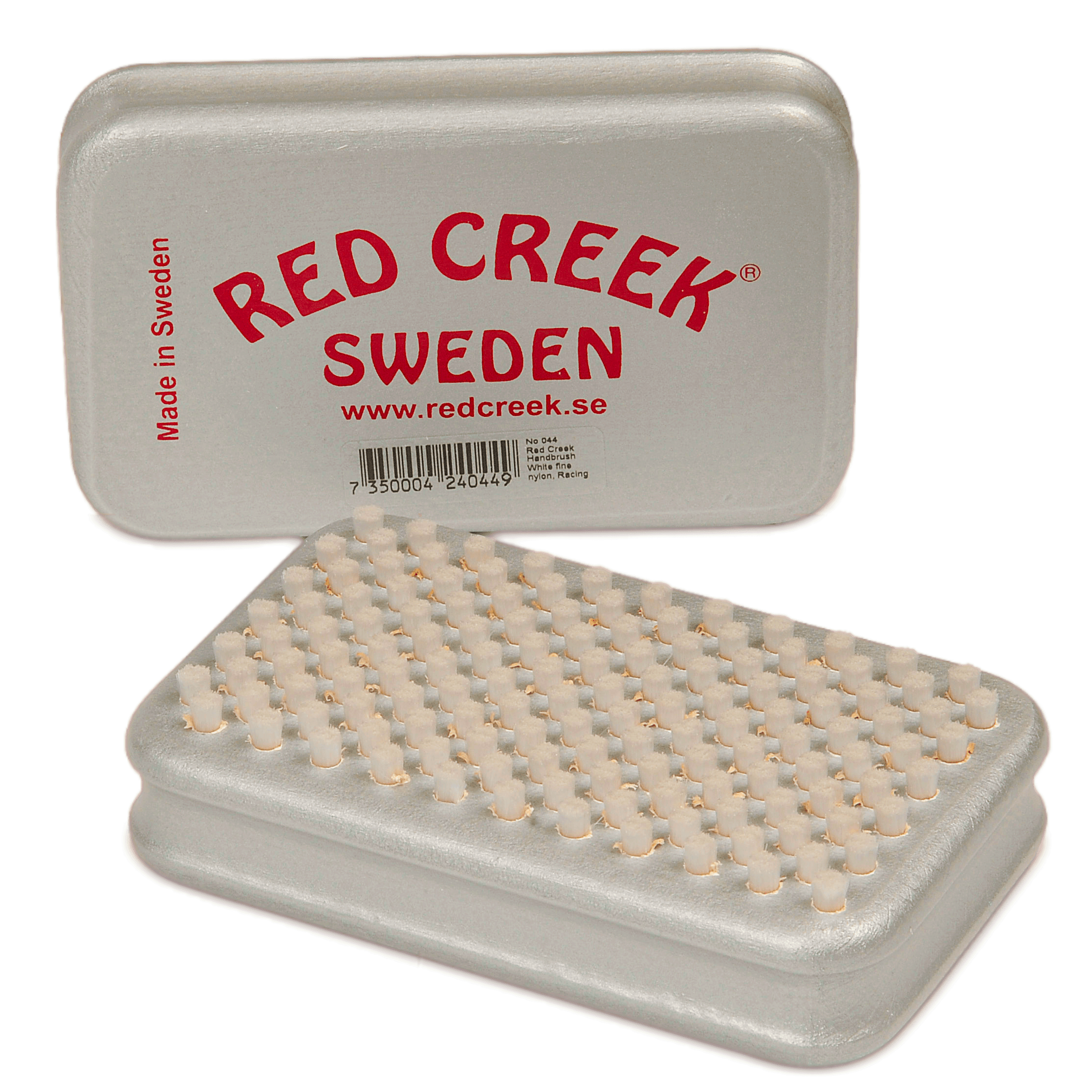 A product picture of the Red Creek Fine White 4mm Nylon Racing Silver Hand Brush