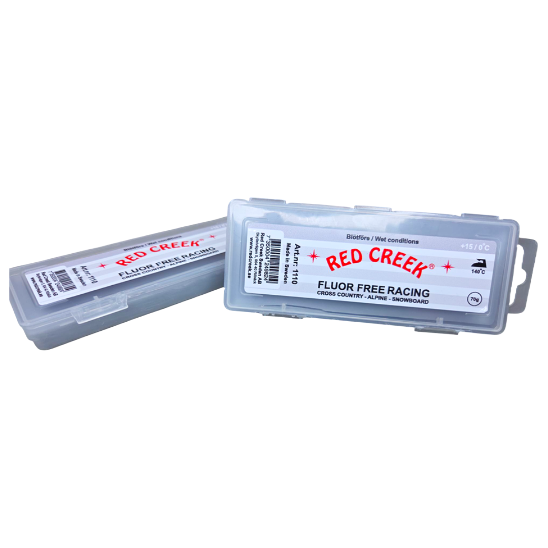 A product picture of the Red Creek Fluoro-Free Warm (Silver Wet Snow) Melt Glide Wax (10C/-2C)