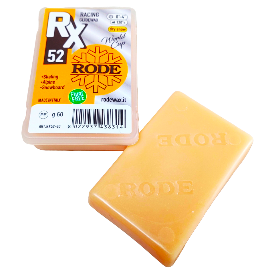 A product picture of the Rode RX52 New Snow WC Glider Yellow Melt Wax (0C/-3C)